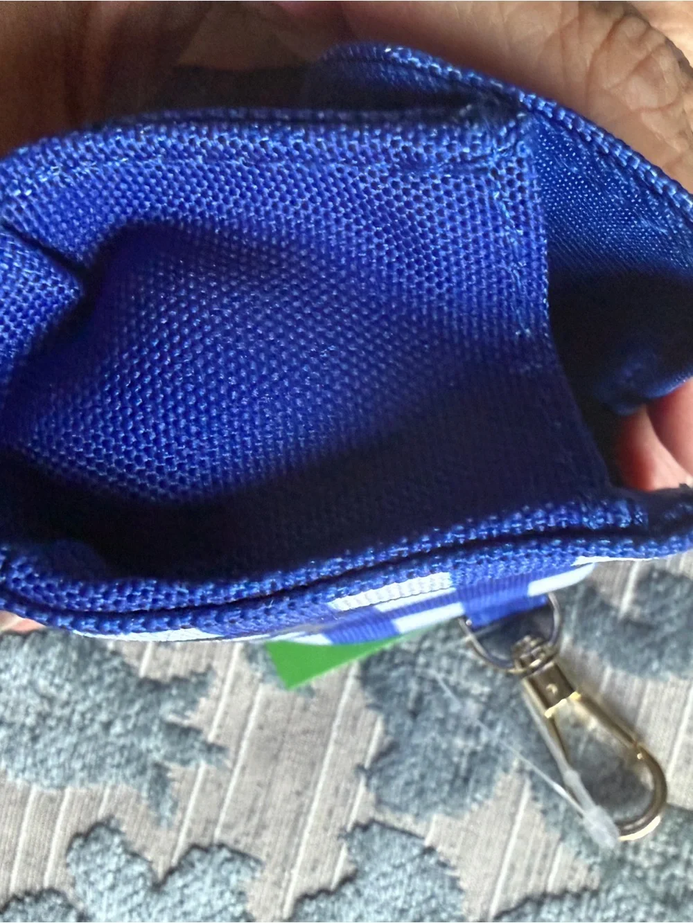 kate spade Blue and White Checkered Key Pouch dog plastic waste bags